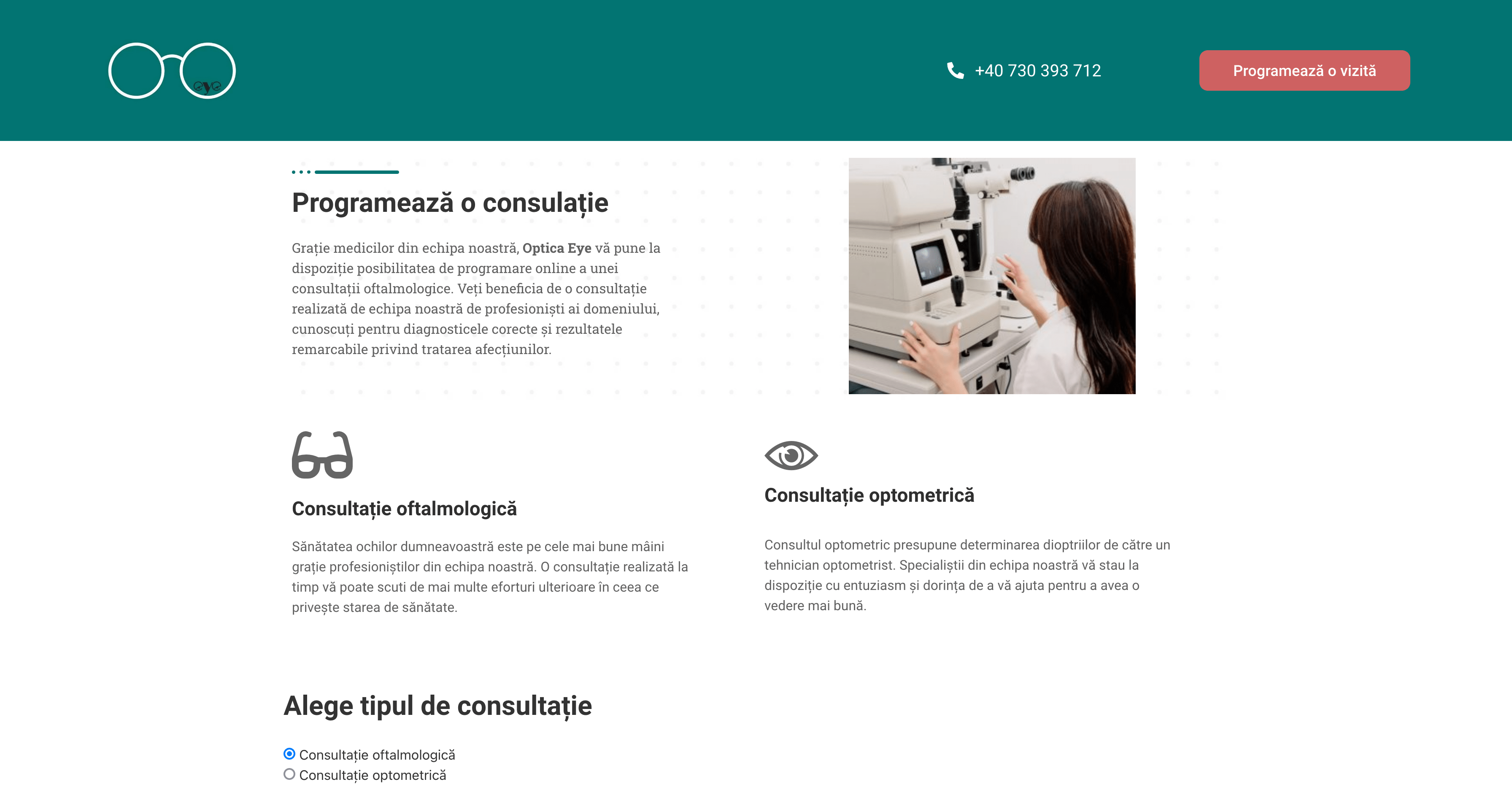 programari online pentru optica medicala. Online appointments for medical optics.