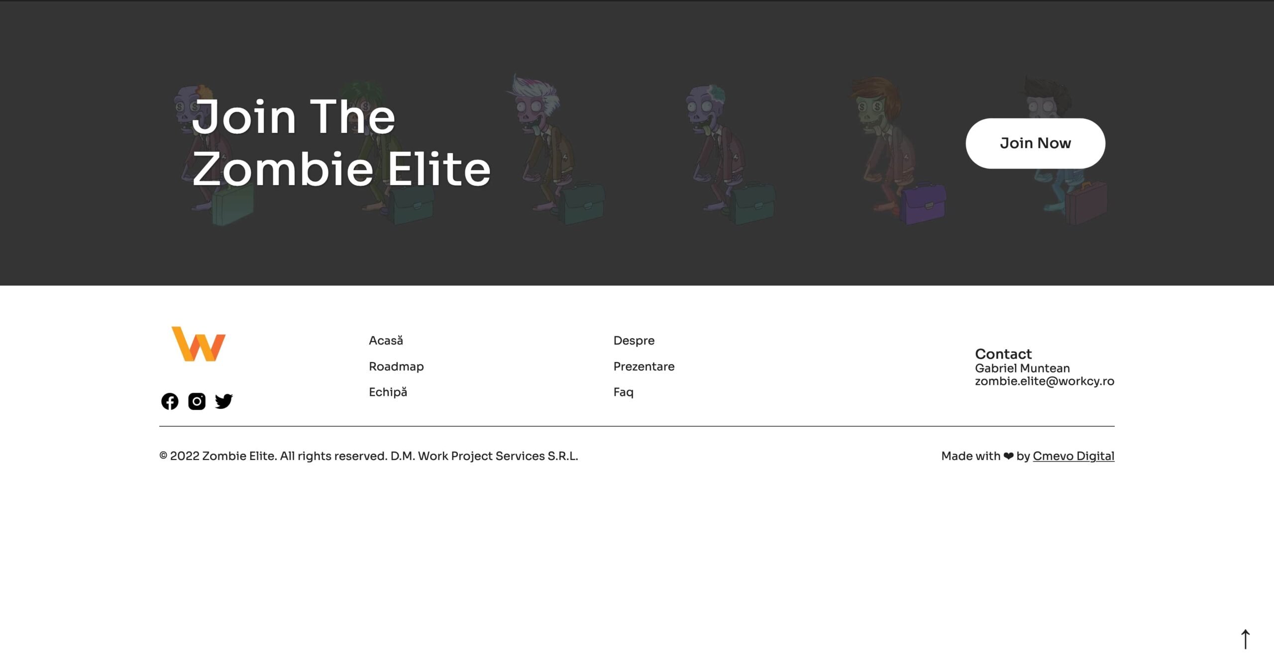 Landing page pentru NFT - Zombie Elite